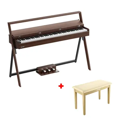 Donner OURA™ R300 Home Digital Piano - Walnut / Piano+Light Oak Two Seated Bench