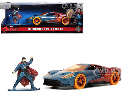 2017 Ford GT and Doctor Strange Diecast Figurine Avengers Marvel Series Hollywood Rides 1/32 Diecast Model Car by Jada