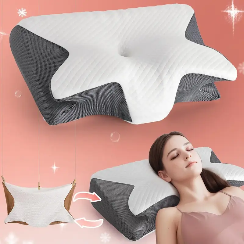 Memory Foam Neck Pillow with Pillowcase, 1 Counts Breathable Comfortable Neck Pillow, Bedroom Accessories Sleeping Pillow for...