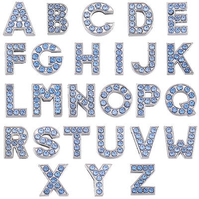 52Pcs 26 Styles Alloy Rhinestone Slide Charms