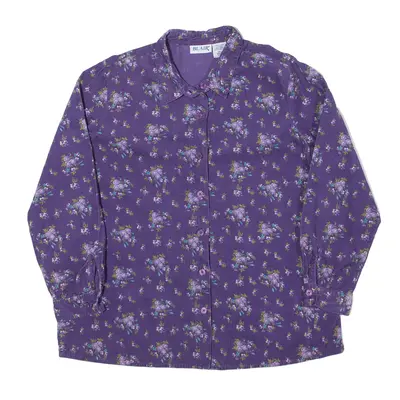 BLAIR Corduroy Shirt Purple 90s Floral Long Sleeve Womens XL