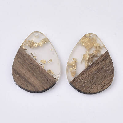 Transparent Resin & Walnut Wood Pendants