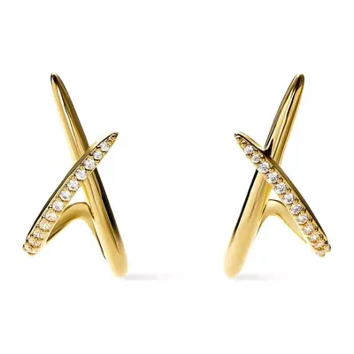 Sterling Silver with Yellow Gold Plated Moissanite Stud Earrings