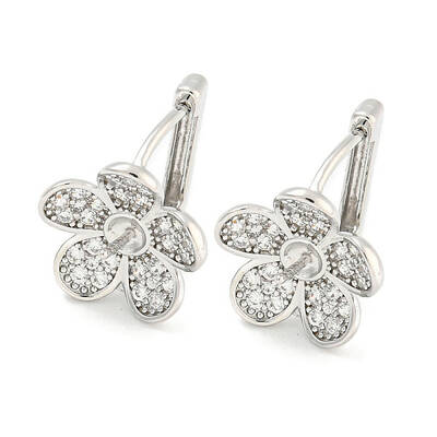 Brass Micro Pave Cubic Zirconia Hoop Earring Findings