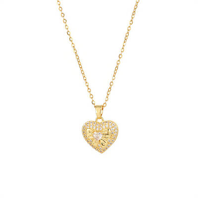 Brass Pave Crystal Rhinestone Pendant Necklaces for Wowen