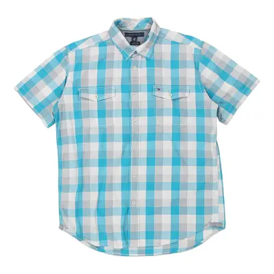 Tommy Hilfiger Checked Short Sleeve Shirt - Large Blue Cotton