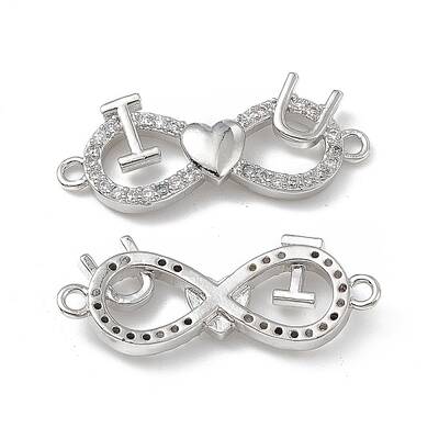 Brass Micro Pave Clear Cubic Zirconia Connector Charms