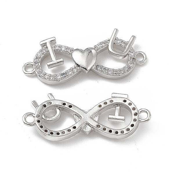 Brass Micro Pave Clear Cubic Zirconia Connector Charms