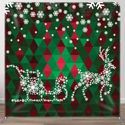 Aperturee Snowflake Deer Sleigh Green Plaid Christmas Backdrop - Aperturee