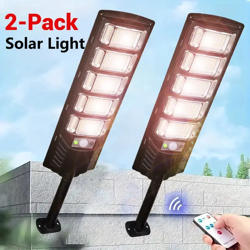 Solar Street Light, Waterproof Solar Lights Outdoor (Dusk to Dawn) with Bracket Flood Light (Wide Angle Motion Sensor and Rem...