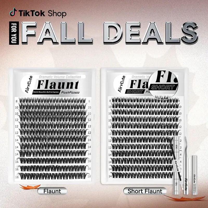 Flaunt & Short Flaunt | AiryCute Upgrade U Lashes with Ultra-Dense, Waterproof, Long-Lasting Lashes | Flora | Natural Daily, ...