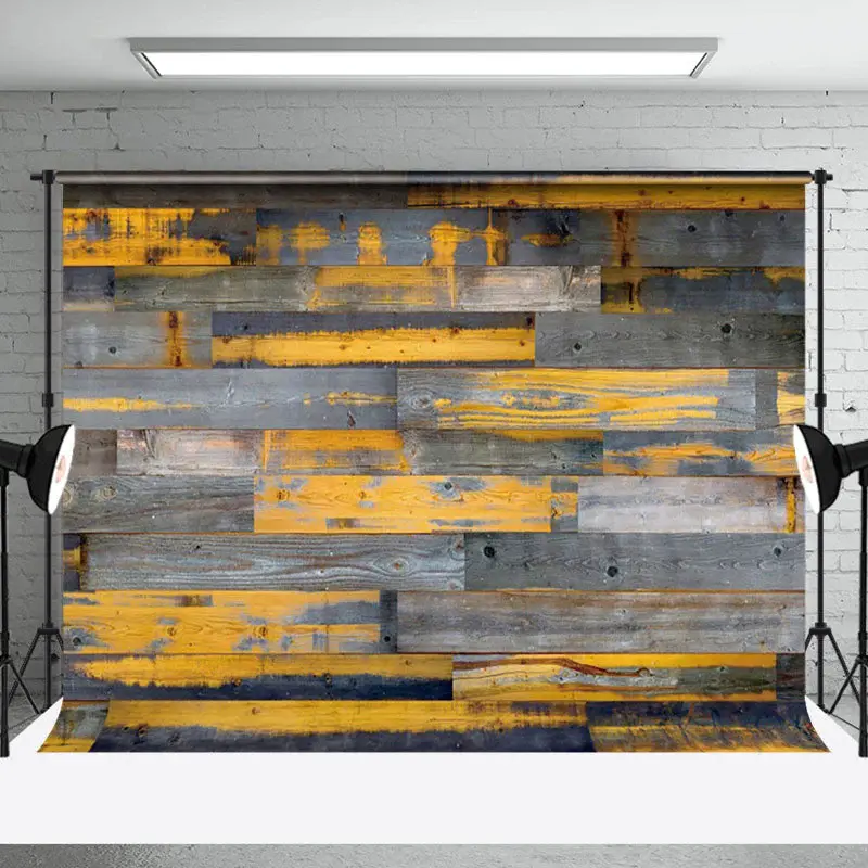 Aperturee Grey Yellow Messy Wood Grain Photography Backdrop, 3X2FT(1MX0.6M), 14 USD, wood backdrops, NYHD9I92-M