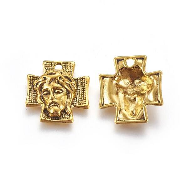 Tibetan Style Alloy Cross with Jesus Alloy Pendants for Easter Jewelry