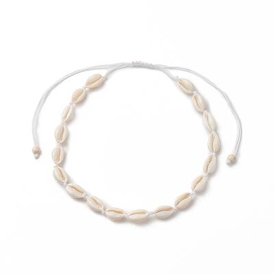 Natural Cowrie Shell & Synthetic Turquoise Braided Beaded Necklace for Women