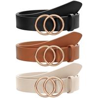 JASGOOD Women Leather Belt Fashion Soft  Faux Leather Waist Belts For Jeans Dress with Double O-Ring Buckle Outdoorfun