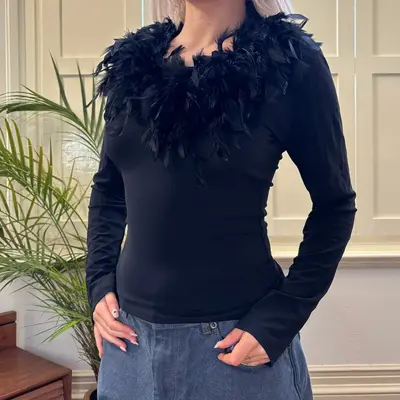 Unbranded Long Sleeve Top - Medium Black Viscose