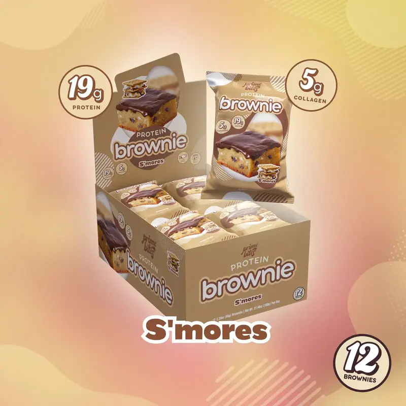 S'mores Prime Bites - 12 Pack - Protein Brownies with 19g Protein and 5g Collagen Snack - Fresh Baked High Protein Snack w/ L...
