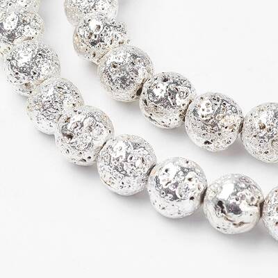 Electroplated Natural Lava Rock Beads Strands