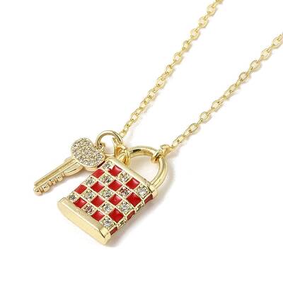 Brass Micro Pave Cubic Zirconia Pendant Necklace