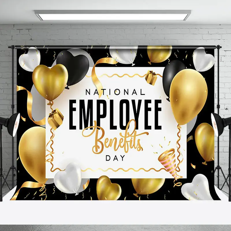 Aperturee Gold Balloon National Employee Benefits Day Backdrop | We Appreciate You Backdrop | Thank U Next Backdrop | Party D...