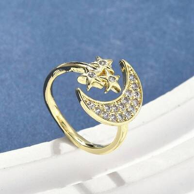 Brass Micro Pave Cubic Zirconia Cuff Rings for Women