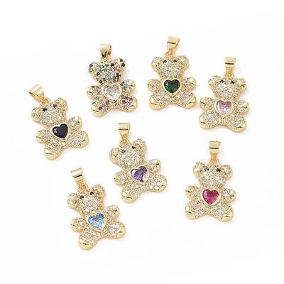 Brass Micro Pave Cubic Zirconia Pendants