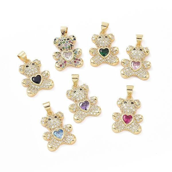 Brass Micro Pave Cubic Zirconia Pendants
