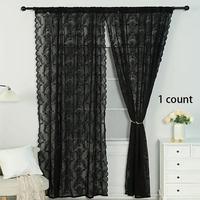 Retro Pattern Textured Sheer Curtain, 1 Count Christmas Decor Lightweight Lace Decoration Curtain for Home Living Room Bedroo...