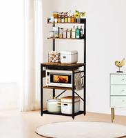 Kitchen Baker's Rack with Power Outlet, 67 Inch Microwave Stand, 5-Tier Storage Shelf, Rustic Brown