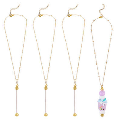 4Pcs Brass Round Ball Cable Chain Necklace Making