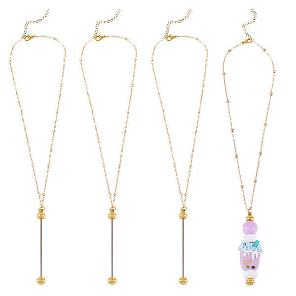 4Pcs Brass Round Ball Cable Chain Necklace Making