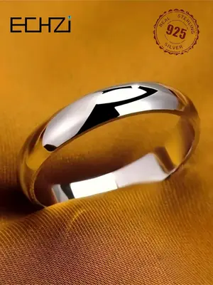 925 Sterling Silver Simple Style Plain Color Ring, Fashion Accessories for Both Men & Women for Party, Trendy All-match & Exq...