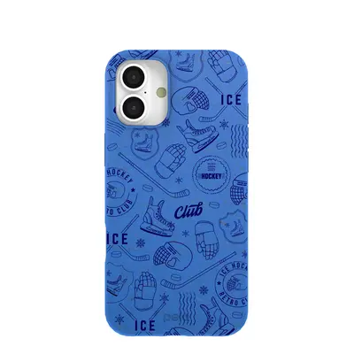 Electric Blue Hockey Postage iPhone 16 Plus Case