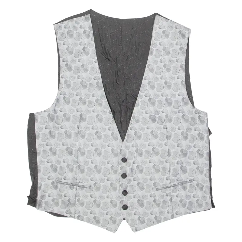 Mens Blazer Waistcoat Silver Floral L