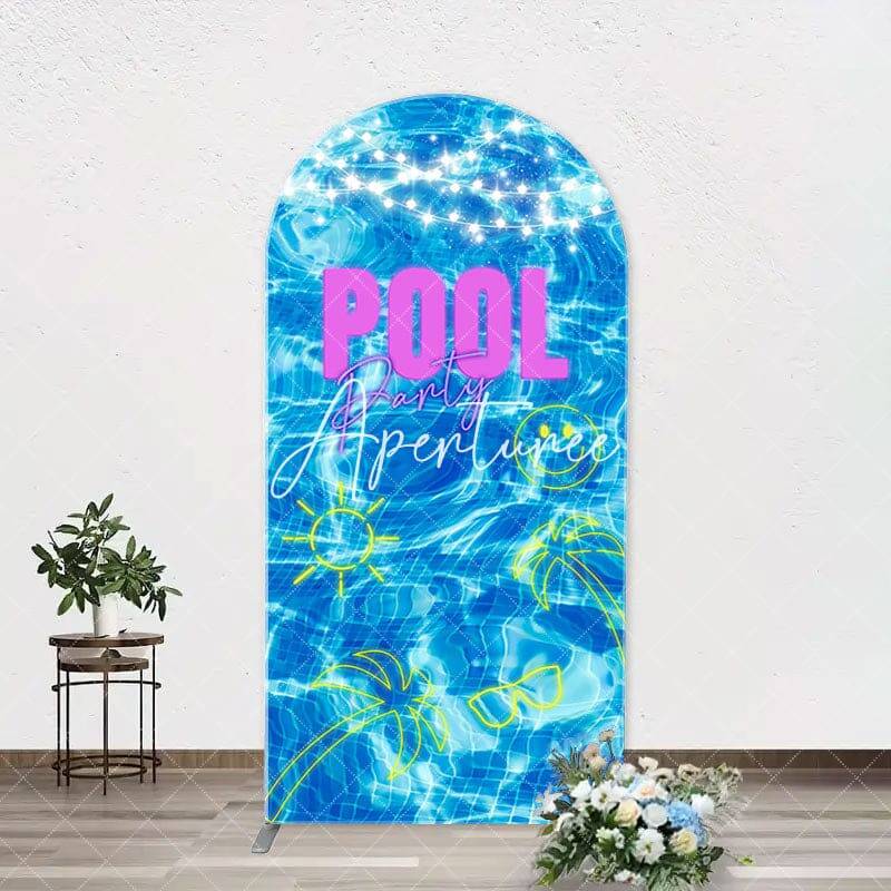 Clear Blue Water Smile Cool Arch Pool Party Backdrop