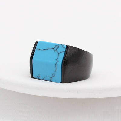 Rectangle Synthetic Turquoise Finger Ring