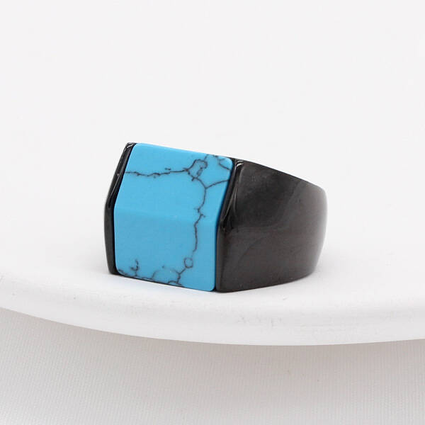 Rectangle Synthetic Turquoise Finger Ring
