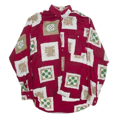 Mens Shirt Red Crazy Pattern Long Sleeve S