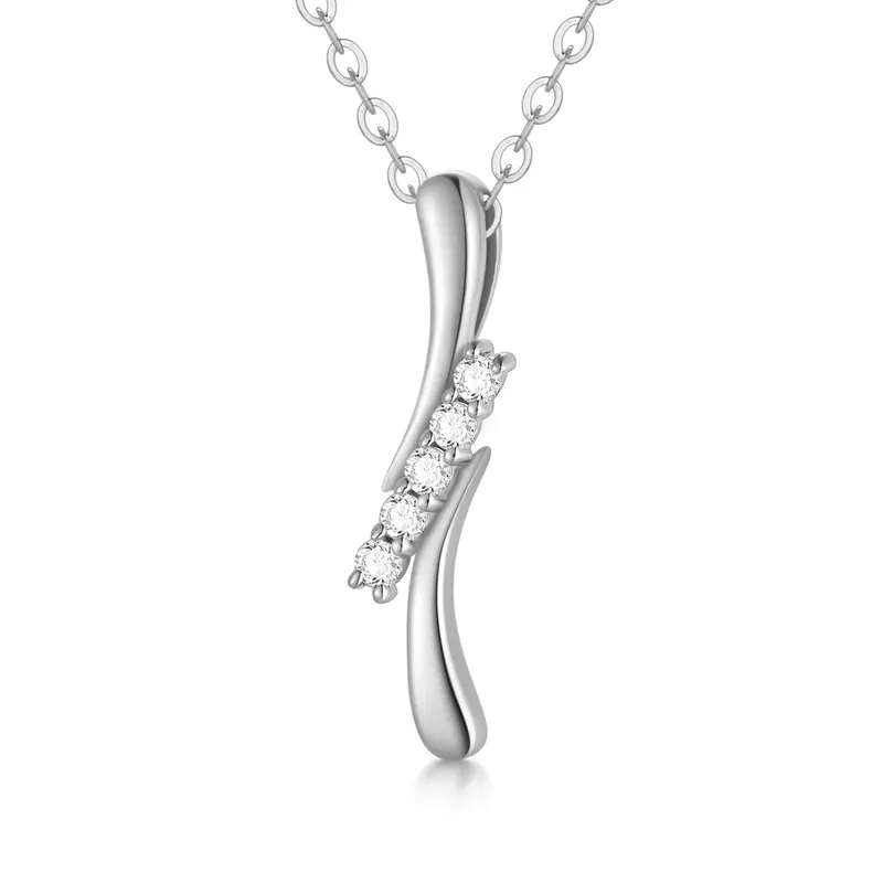 14K White Gold Diamond Lightning Necklace for Women
