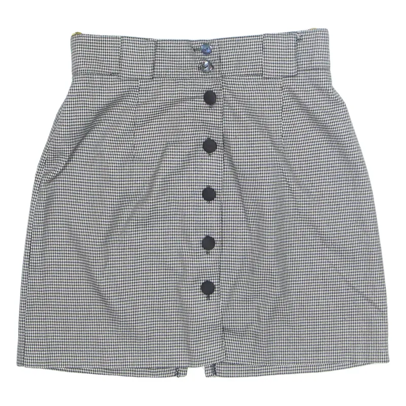 Womens Straight Skirt Black Short Houndstooth S