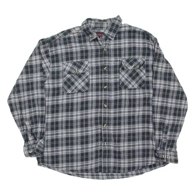 North AXIS Mens Flannel Shirt Grey Check Long Sleeve 2XL