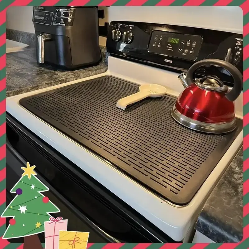 Silicone Stove Mat, 1 Count Sink Mat, Electric Stove Top Cover, Electronic Stove Heat Insulation Mat, Square Drying Mat, Kit...