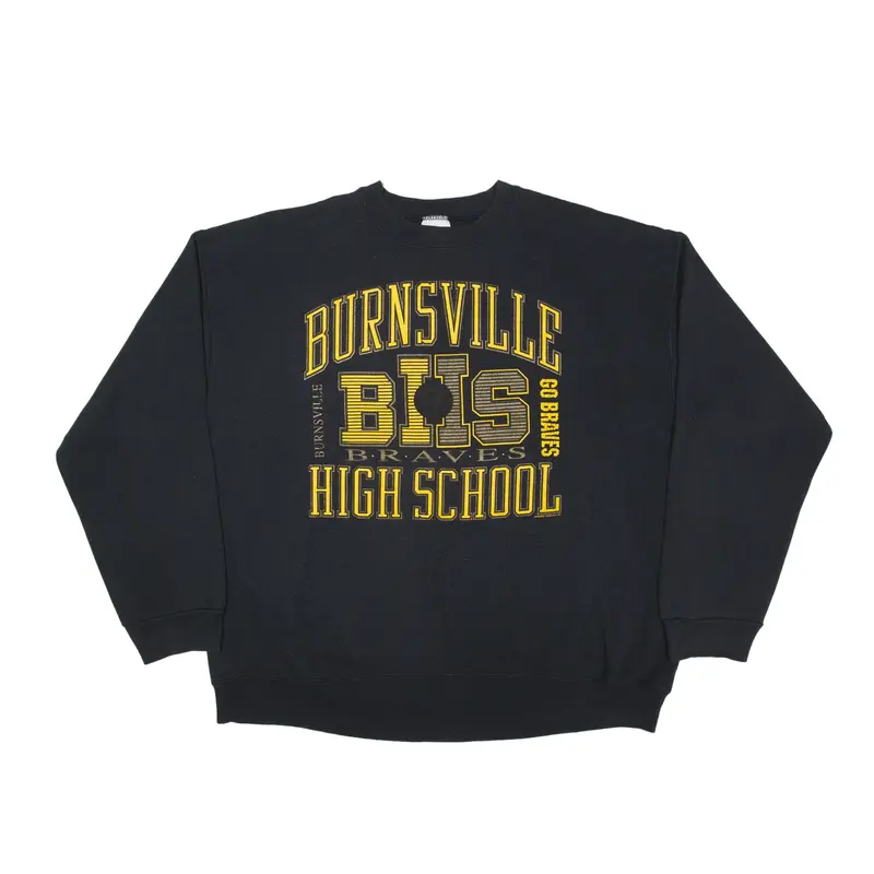 TULTEX Burnsville High School USA Sweatshirt Black 90s Mens 2XL