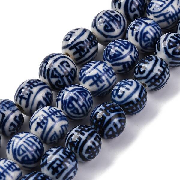 Handmade Blue and White Porcelain Beads Strands