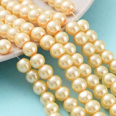 Baking Painted Pearlized Glass Pearl Round Bead Strands
