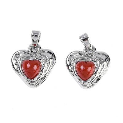 Brass Pave Natural Carnelian(Dyed & Heated) Heart Charms