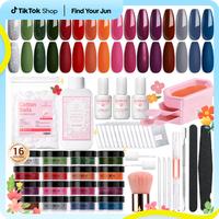 AZUREBEAUTY 16Colors Dip Powder & Nail Remover Kit, Begginer Friendly No UV Lamp Needed DIY Nail Kit for Beginners, E-file Na...