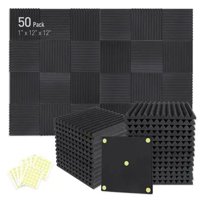 Durable Acoustic Foam Boards, 50pcs/set Soundproof Acoustic Foam Panels, Noise Cancelling Wedge Panels Noise Reduction Panels...