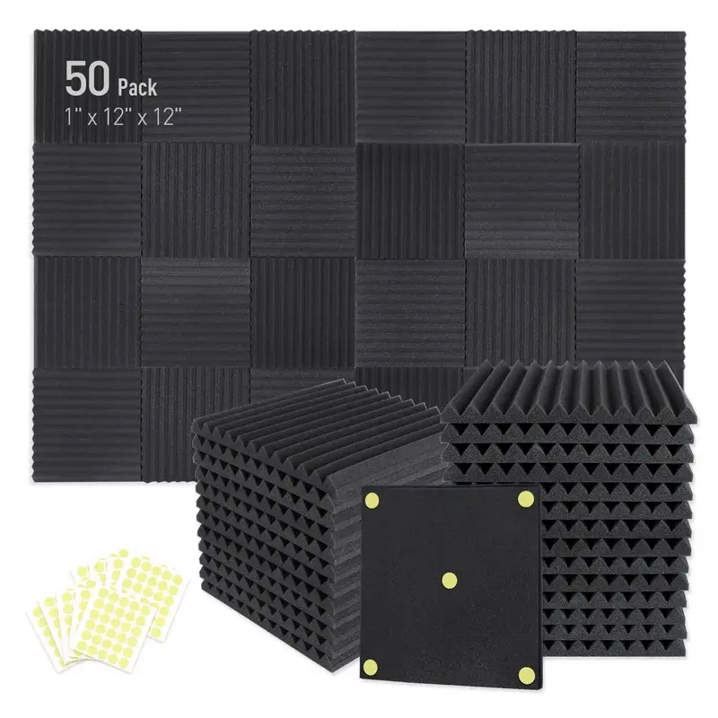Durable Acoustic Foam Boards, 50pcs/set Soundproof Acoustic Foam Panels, Noise Cancelling Wedge Panels Noise Reduction Panels...
