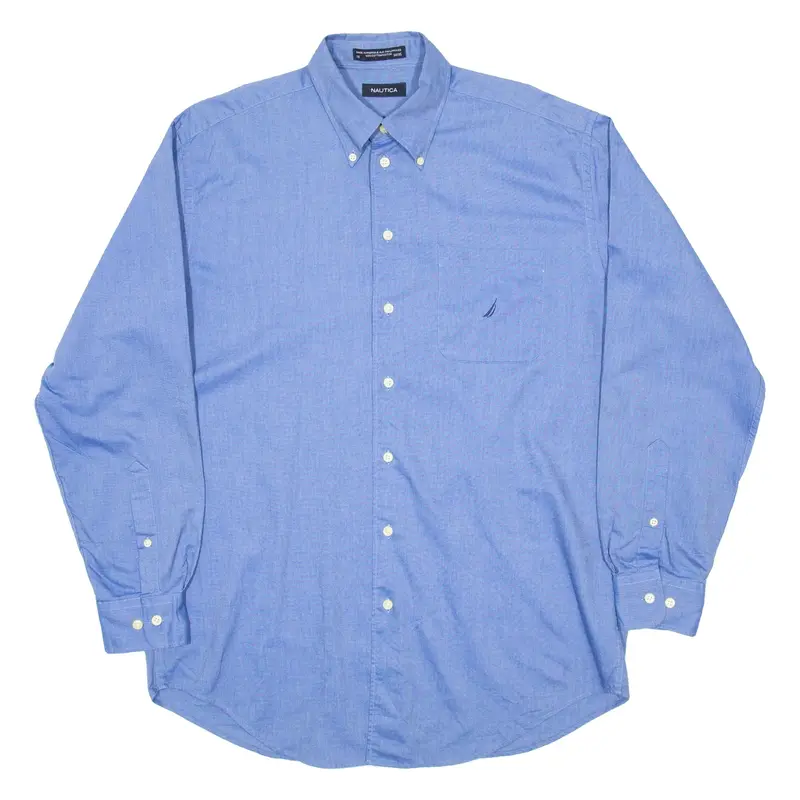 NAUTICA Mens Plain Shirt Blue Long Sleeve L